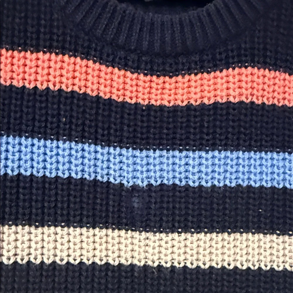 Gap Baby Striped Navy Crewneck Sweater with Multicolor Bands 100% cotton 3T